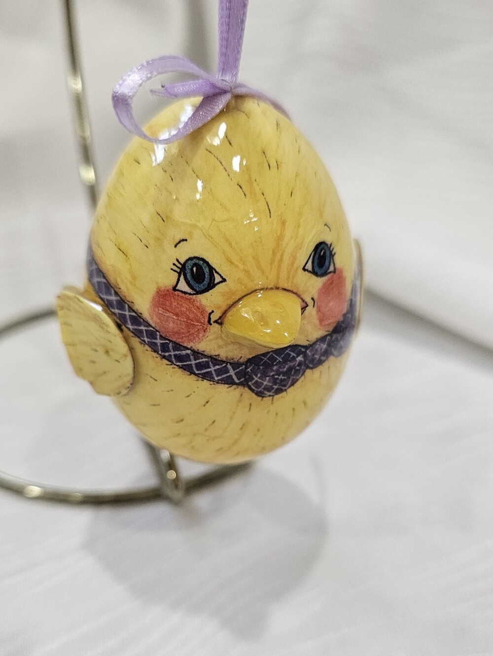 Vintage Paper Mache Yellow Chick Hanging Bird Ornament - Decorative Easter